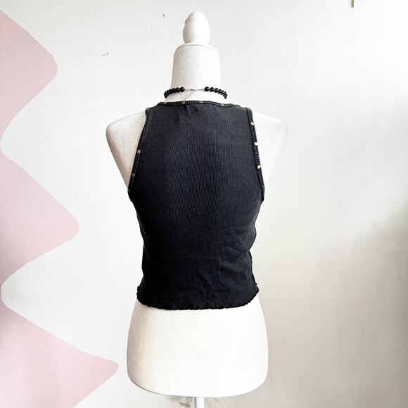 Black Texas Studded Tank Top Western Edgy Retro Grunge Small - Picture 2 of 5